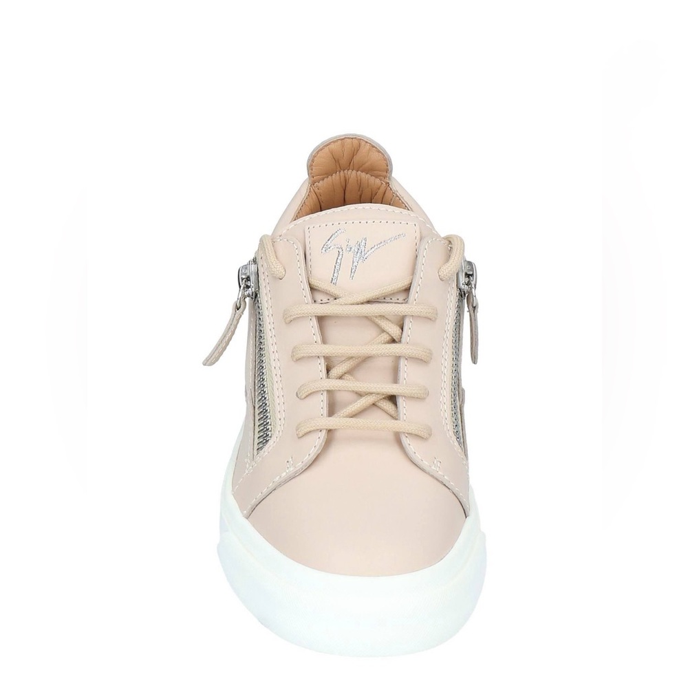 Giuseppe Zanotti Cream Sneakers with Silver Zipper